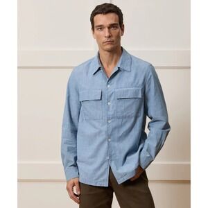 Todd Snyder Relaxed Chambray CPO Overshirt in Bleached Indigo Men XL NWT $248
